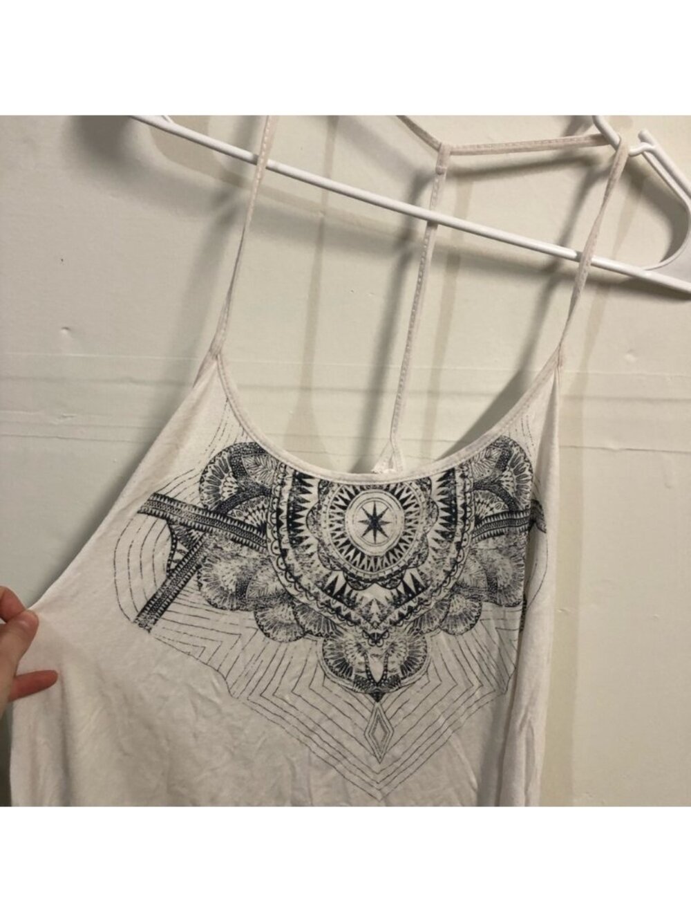 White Graphic Print Cami Size Small Women’s Y2K Hippie Bohemian - Picture 2 of 5